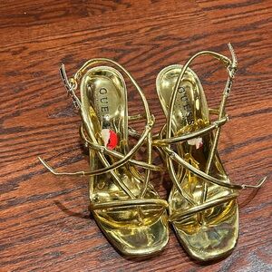 Guess Women's Metallic Gold Strappy Heels